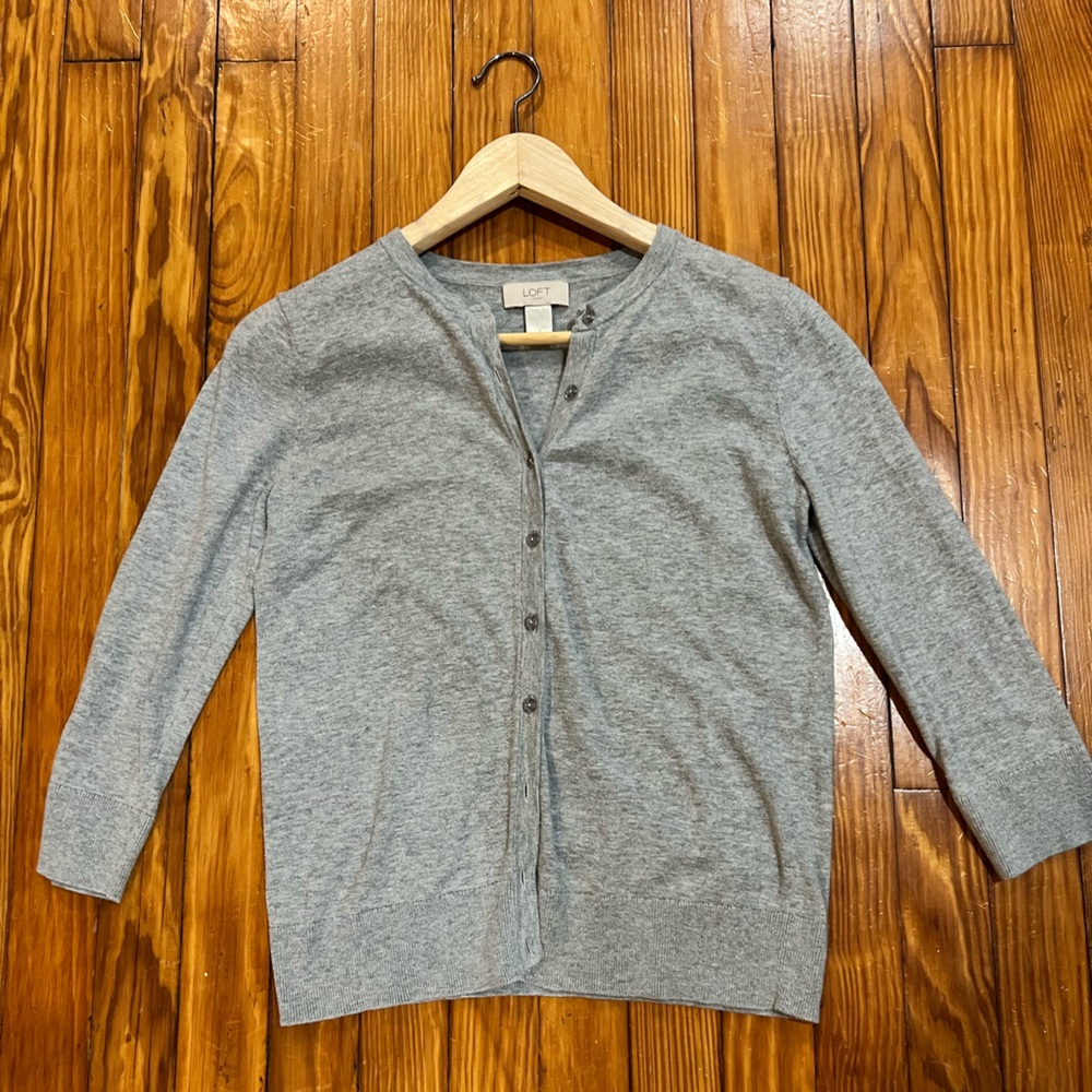 LOFT Heather Gray Women's Cardigan, Size Small